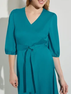 New Woven Tie-Waist Balloon Sleeve Dress Dresses