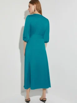New Woven Tie-Waist Balloon Sleeve Dress Dresses
