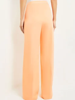 Discount Zipper Fly Wide Leg Pants - Faux Cupro Silk Pants & Shorts