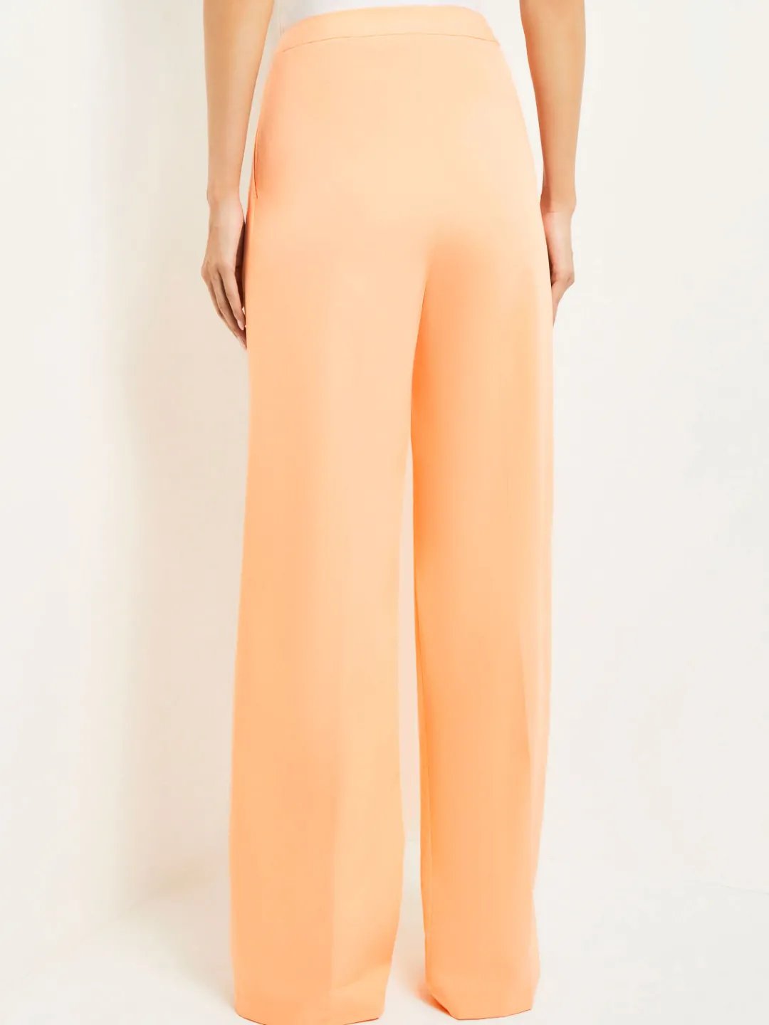 Discount Zipper Fly Wide Leg Pants - Faux Cupro Silk Pants & Shorts